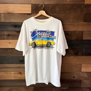 Vintage Corvette Stingray Single Stitch T-shirt White Chevrolet Offical Product